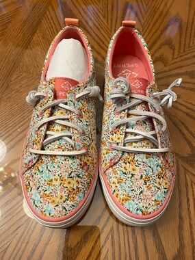 Sperry Women's Floral Canvas Sneakers in Coral, Yellow, Blue and Green